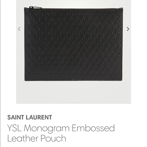 YSL Monogram Embossed Leather Pouch - Picture 3 of 3
